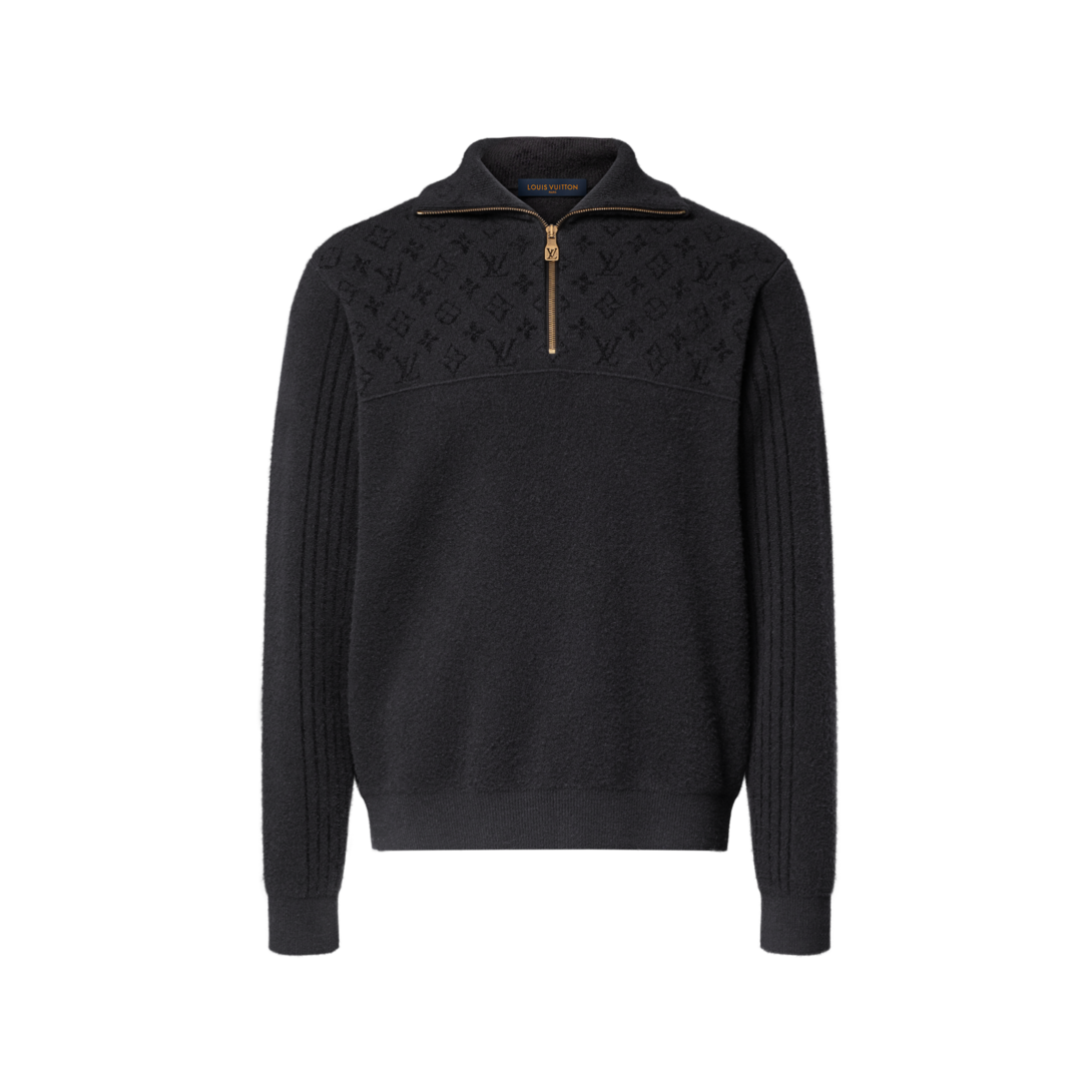 【美品・箱付・XL】LOUIS VUITTON ハーフジップ ニット ブラック Ribbed Wool Half-Zip Pullover - For Men | LOUIS VUITTON